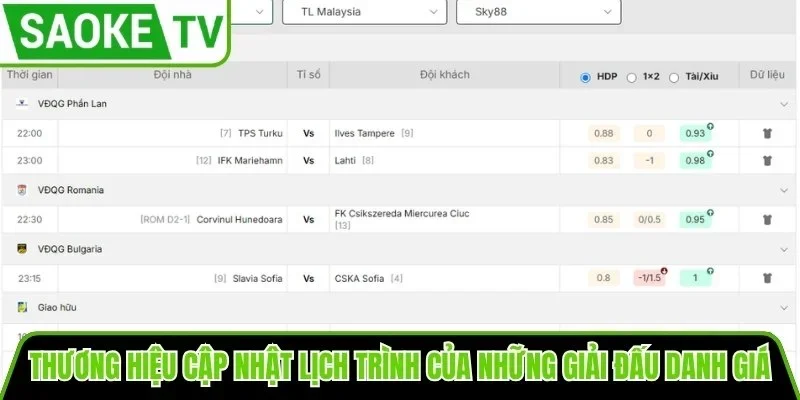 Thương hiệu luôn cập nhật lịch trình của những giải đấu danh giá nhất